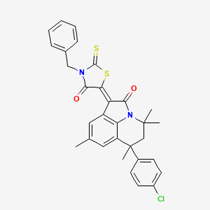 molecular formula C31H27ClN2O2S2 B11032866 (1Z)-1-(3-benzyl-4-oxo-2-thioxo-1,3-thiazolidin-5-ylidene)-6-(4-chlorophenyl)-4,4,6,8-tetramethyl-5,6-dihydro-4H-pyrrolo[3,2,1-ij]quinolin-2(1H)-one 