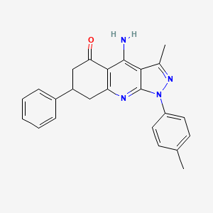 4-Amino-3-methyl-1-(4-methylphenyl)-7-phenyl-1H,5H,6H,7H,8H-pyrazolo[3,4-B]quinolin-5-one