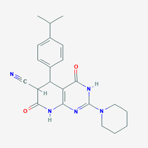 4,7-Dioxo-2-(piperidin-1-yl)-5-[4-(propan-2-yl)phenyl]-3,4,5,6,7,8-hexahydropyrido[2,3-d]pyrimidine-6-carbonitrile