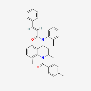 molecular formula C36H36N2O2 B11033017 (2E)-N-{1-[(4-ethylphenyl)carbonyl]-2,8-dimethyl-1,2,3,4-tetrahydroquinolin-4-yl}-N-(2-methylphenyl)-3-phenylprop-2-enamide 