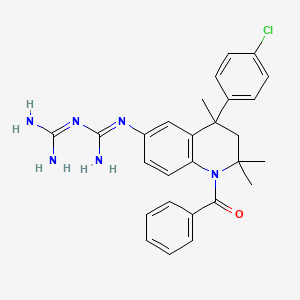 molecular formula C27H29ClN6O B11033024 N-[4-(4-chlorophenyl)-2,2,4-trimethyl-1-(phenylcarbonyl)-1,2,3,4-tetrahydroquinolin-6-yl]imidodicarbonimidic diamide 