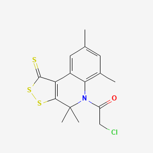 2-chloro-1-(4,4,6,8-tetramethyl-1-sulfanylidenedithiolo[3,4-c]quinolin-5-yl)ethanone