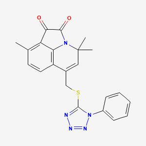 molecular formula C22H19N5O2S B11033088 4,4,9-trimethyl-6-{[(1-phenyl-1H-tetrazol-5-yl)sulfanyl]methyl}-4H-pyrrolo[3,2,1-ij]quinoline-1,2-dione 