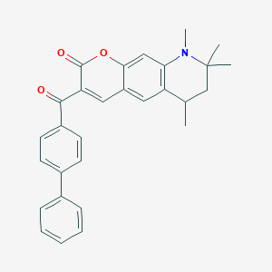 molecular formula C29H27NO3 B11033091 3-(biphenyl-4-ylcarbonyl)-6,8,8,9-tetramethyl-6,7,8,9-tetrahydro-2H-pyrano[3,2-g]quinolin-2-one 