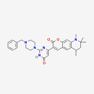 molecular formula C31H35N5O3 B11033107 3-[2-(4-Benzylpiperazino)-6-oxo-1,6-dihydro-4-pyrimidinyl]-6,8,8,9-tetramethyl-6,7,8,9-tetrahydro-2H-pyrano[3,2-G]quinolin-2-one 