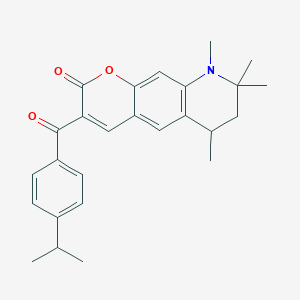 molecular formula C26H29NO3 B11033143 6,8,8,9-Tetramethyl-3-[4-(propan-2-YL)benzoyl]-2H,6H,7H,8H,9H-chromeno[7,6-B]pyridin-2-one 