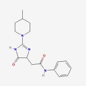 molecular formula C17H22N4O2 B11033154 2-[2-(4-Methylpiperidino)-5-oxo-4,5-dihydro-1H-imidazol-4-YL]-N~1~-phenylacetamide 