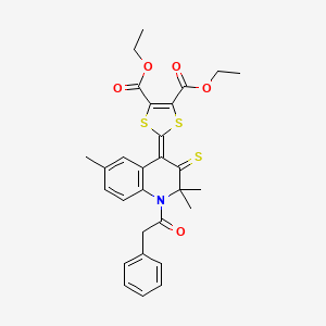 diethyl 2-[2,2,6-trimethyl-1-(phenylacetyl)-3-thioxo-2,3-dihydroquinolin-4(1H)-ylidene]-1,3-dithiole-4,5-dicarboxylate