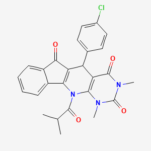 molecular formula C26H22ClN3O4 B11033200 2-(4-chlorophenyl)-5,7-dimethyl-9-(2-methylpropanoyl)-5,7,9-triazatetracyclo[8.7.0.03,8.011,16]heptadeca-1(10),3(8),11,13,15-pentaene-4,6,17-trione 