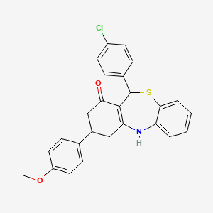 molecular formula C26H22ClNO2S B11033237 11-(4-chlorophenyl)-3-(4-methoxyphenyl)-3,4,5,11-tetrahydrodibenzo[b,e][1,4]thiazepin-1(2H)-one 