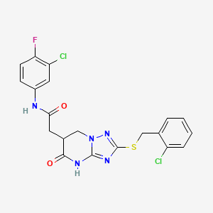 2-{2-[(2-chlorobenzyl)sulfanyl]-5-oxo-4,5,6,7-tetrahydro[1,2,4]triazolo[1,5-a]pyrimidin-6-yl}-N-(3-chloro-4-fluorophenyl)acetamide