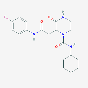 molecular formula C19H25FN4O3 B11033282 N-cyclohexyl-2-{2-[(4-fluorophenyl)amino]-2-oxoethyl}-3-oxopiperazine-1-carboxamide 