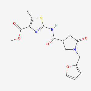 molecular formula C16H17N3O5S B11033290 Methyl 2-({[1-(furan-2-ylmethyl)-5-oxopyrrolidin-3-yl]carbonyl}amino)-5-methyl-1,3-thiazole-4-carboxylate 