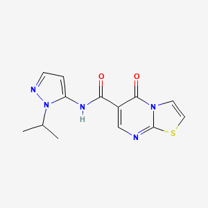 molecular formula C13H13N5O2S B11033319 5-oxo-N-[1-(propan-2-yl)-1H-pyrazol-5-yl]-5H-[1,3]thiazolo[3,2-a]pyrimidine-6-carboxamide 