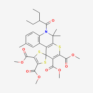 Tetramethyl 6'-(2-ethylbutanoyl)-5',5',9'-trimethyl-5',6'-dihydrospiro[1,3-dithiole-2,1'-thiopyrano[2,3-c]quinoline]-2',3',4,5-tetracarboxylate