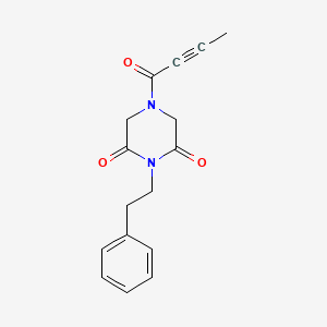 molecular formula C16H16N2O3 B11033339 4-(2-Butynoyl)-1-phenethyldihydro-2,6(1H,3H)-pyrazinedione 