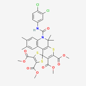 Tetramethyl 6'-[(3,4-dichlorophenyl)carbamoyl]-5',5',8',9'-tetramethyl-5',6'-dihydrospiro[1,3-dithiole-2,1'-thiopyrano[2,3-c]quinoline]-2',3',4,5-tetracarboxylate