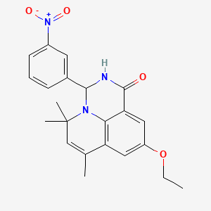 molecular formula C22H23N3O4 B11033400 9-ethoxy-5,5,7-trimethyl-3-(3-nitrophenyl)-2,3-dihydro-1H,5H-pyrido[3,2,1-ij]quinazolin-1-one 