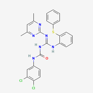 1-(3,4-dichlorophenyl)-3-[(Z)-[(4,6-dimethylpyrimidin-2-yl)amino]{[2-(phenylsulfanyl)phenyl]amino}methylidene]urea