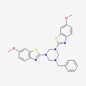 molecular formula C26H25N5O2S2 B11033424 2,2'-(5-Benzyl-1,3,5-triazinane-1,3-diyl)bis(6-methoxy-1,3-benzothiazole) 