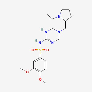 N~1~-{5-[(1-ethyl-2-pyrrolidinyl)methyl]-1,4,5,6-tetrahydro-1,3,5-triazin-2-yl}-3,4-dimethoxy-1-benzenesulfonamide