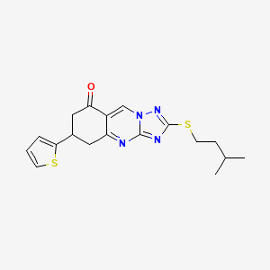 molecular formula C18H20N4OS2 B11033587 2-(isopentylsulfanyl)-6-(2-thienyl)-6,7-dihydro[1,2,4]triazolo[5,1-b]quinazolin-8(5H)-one 