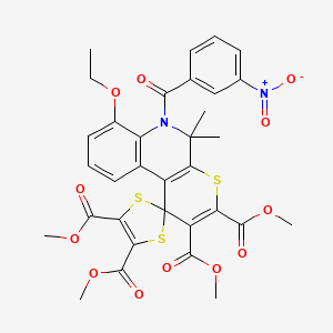 Tetramethyl 7'-ethoxy-5',5'-dimethyl-6'-(3-nitrobenzoyl)-5',6'-dihydrospiro[1,3-dithiole-2,1'-thiopyrano[2,3-C]quinoline]-2',3',4,5-tetracarboxylate