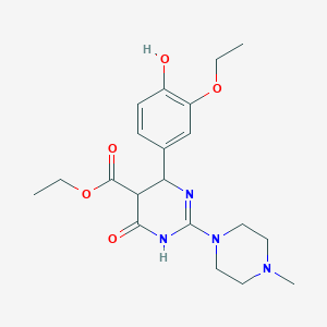 molecular formula C20H28N4O5 B11033610 Ethyl 6-(3-ethoxy-4-hydroxyphenyl)-2-(4-methylpiperazin-1-yl)-4-oxo-1,4,5,6-tetrahydropyrimidine-5-carboxylate 