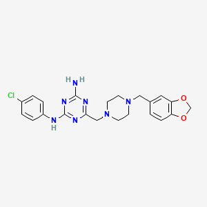 6-{[4-(1,3-benzodioxol-5-ylmethyl)piperazin-1-yl]methyl}-N-(4-chlorophenyl)-1,3,5-triazine-2,4-diamine