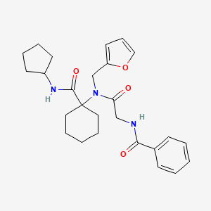 molecular formula C26H33N3O4 B11033686 N-(2-{[1-(cyclopentylcarbamoyl)cyclohexyl](furan-2-ylmethyl)amino}-2-oxoethyl)benzamide 