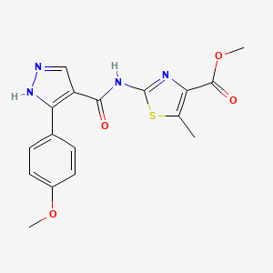 molecular formula C17H16N4O4S B11033695 methyl 2-({[5-(4-methoxyphenyl)-1H-pyrazol-4-yl]carbonyl}amino)-5-methyl-1,3-thiazole-4-carboxylate 