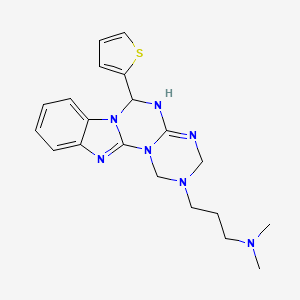 molecular formula C20H25N7S B11033696 dimethyl[3-(12-(2-thienyl)(1H,2H,4H,12H-benzimidazolo[2',1'-2,3]1,3,5-triazino [1,6-c]1,3,5-triazaperhydroin-3-yl))propyl]amine 