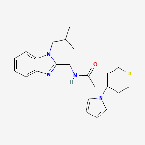 molecular formula C23H30N4OS B11033714 N-{[1-(2-methylpropyl)-1H-benzimidazol-2-yl]methyl}-2-[4-(1H-pyrrol-1-yl)tetrahydro-2H-thiopyran-4-yl]acetamide 