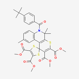 molecular formula C36H37NO9S3 B11033721 Tetramethyl 6'-(4-tert-butylbenzoyl)-5',5',9'-trimethyl-5',6'-dihydrospiro[1,3-dithiole-2,1'-thiopyrano[2,3-c]quinoline]-2',3',4,5-tetracarboxylate 