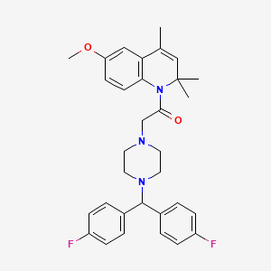 molecular formula C32H35F2N3O2 B11033726 2-{4-[bis(4-fluorophenyl)methyl]piperazin-1-yl}-1-(6-methoxy-2,2,4-trimethylquinolin-1(2H)-yl)ethanone 