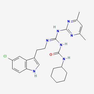 molecular formula C24H30ClN7O B11033781 1-{(E)-{[2-(5-chloro-1H-indol-3-yl)ethyl]amino}[(4,6-dimethylpyrimidin-2-yl)amino]methylidene}-3-cyclohexylurea 