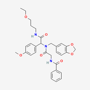 N-{2-[(1,3-benzodioxol-5-ylmethyl){2-[(3-ethoxypropyl)amino]-1-(4-methoxyphenyl)-2-oxoethyl}amino]-2-oxoethyl}benzamide