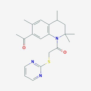 1-(7-acetyl-2,2,4,6-tetramethyl-3,4-dihydroquinolin-1(2H)-yl)-2-(pyrimidin-2-ylsulfanyl)ethanone