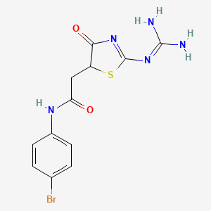 molecular formula C12H12BrN5O2S B11033885 N-(4-bromophenyl)-2-(2-carbamimidamido-4-oxo-4,5-dihydro-1,3-thiazol-5-yl)acetamide 