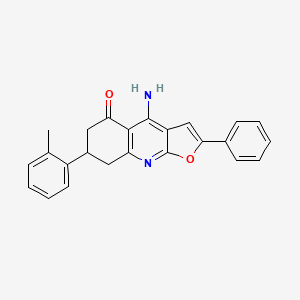 molecular formula C24H20N2O2 B11033927 4-amino-7-(2-methylphenyl)-2-phenyl-7,8-dihydrofuro[2,3-b]quinolin-5(6H)-one 