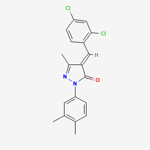 molecular formula C19H16Cl2N2O B11033936 (4E)-4-(2,4-dichlorobenzylidene)-2-(3,4-dimethylphenyl)-5-methyl-2,4-dihydro-3H-pyrazol-3-one 