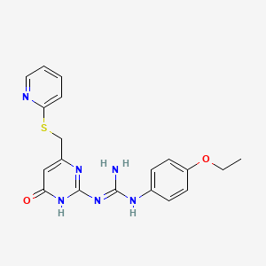 molecular formula C19H20N6O2S B11033954 1-(4-Ethoxyphenyl)-3-{6-oxo-4-[(pyridin-2-ylsulfanyl)methyl]-1,6-dihydropyrimidin-2-yl}guanidine 