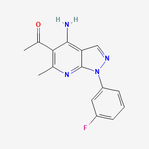 molecular formula C15H13FN4O B11033974 1-[4-amino-1-(3-fluorophenyl)-6-methyl-1H-pyrazolo[3,4-b]pyridin-5-yl]ethanone 