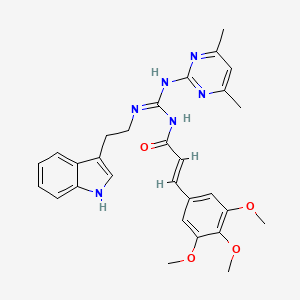 molecular formula C29H32N6O4 B11033982 (2E)-N-[(E)-[(4,6-dimethylpyrimidin-2-yl)amino]{[2-(1H-indol-3-yl)ethyl]amino}methylidene]-3-(3,4,5-trimethoxyphenyl)prop-2-enamide 