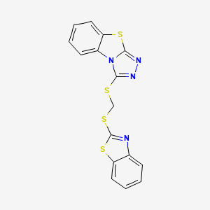 molecular formula C16H10N4S4 B11034027 3-{[(1,3-Benzothiazol-2-ylsulfanyl)methyl]sulfanyl}[1,2,4]triazolo[3,4-b][1,3]benzothiazole 