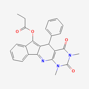 molecular formula C25H21N3O4 B11034045 (5,7-dimethyl-4,6-dioxo-2-phenyl-5,7,9-triazatetracyclo[8.7.0.03,8.011,16]heptadeca-1(17),3(8),9,11,13,15-hexaen-17-yl) propanoate 