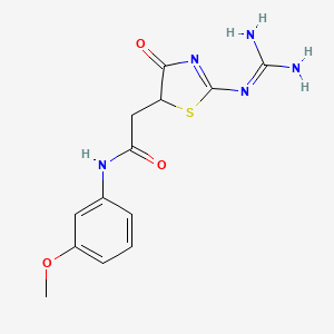 2-(2-carbamimidamido-4-oxo-4,5-dihydro-1,3-thiazol-5-yl)-N-(3-methoxyphenyl)acetamide