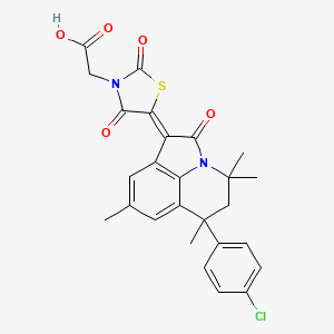 {(5Z)-5-[6-(4-chlorophenyl)-4,4,6,8-tetramethyl-2-oxo-5,6-dihydro-4H-pyrrolo[3,2,1-ij]quinolin-1(2H)-ylidene]-2,4-dioxo-1,3-thiazolidin-3-yl}acetic acid