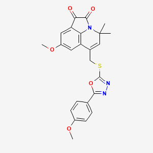 molecular formula C24H21N3O5S B11034142 8-methoxy-6-({[5-(4-methoxyphenyl)-1,3,4-oxadiazol-2-yl]sulfanyl}methyl)-4,4-dimethyl-4H-pyrrolo[3,2,1-ij]quinoline-1,2-dione 