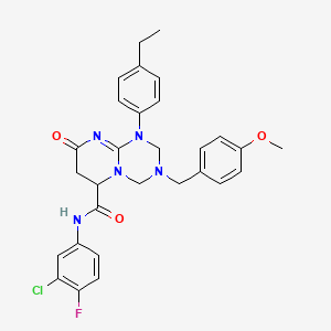 N-(3-chloro-4-fluorophenyl)-1-(4-ethylphenyl)-3-(4-methoxybenzyl)-8-oxo-1,3,4,6,7,8-hexahydro-2H-pyrimido[1,2-a][1,3,5]triazine-6-carboxamide